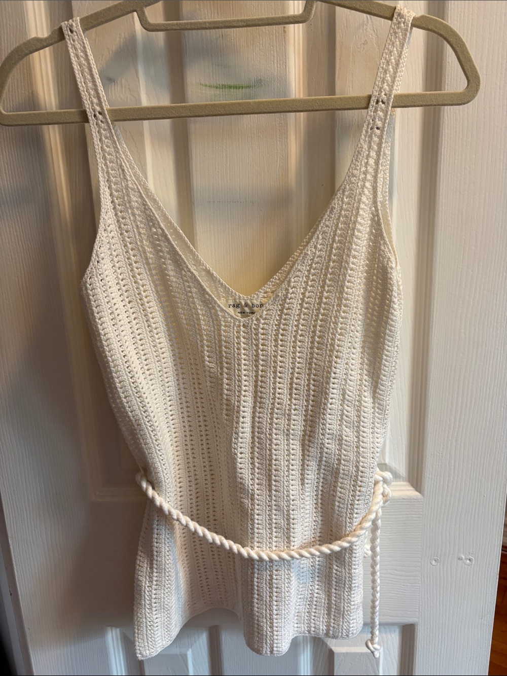 rag & bone Off-White Crochet Knit Tank